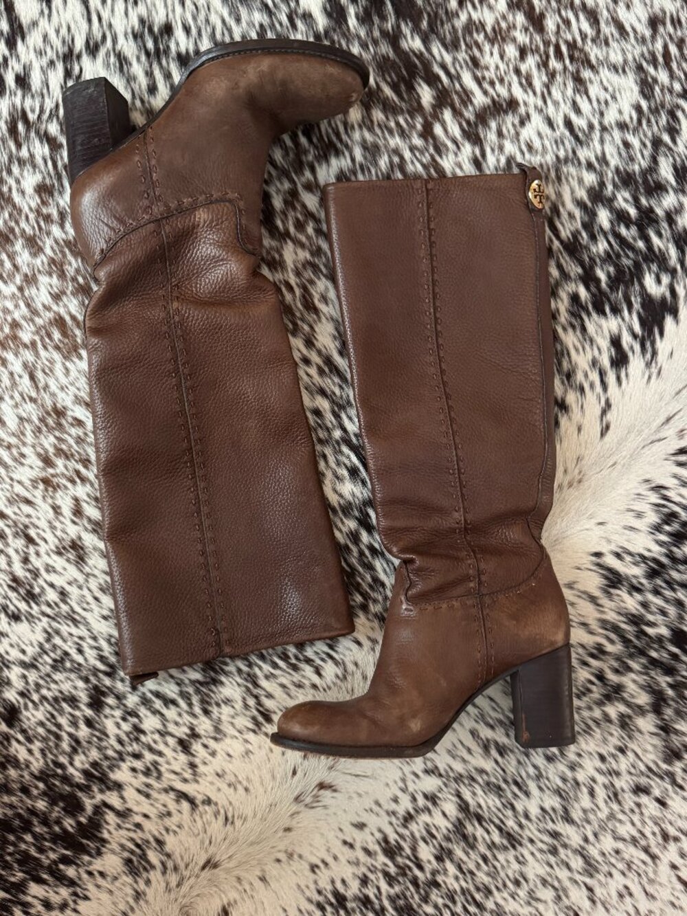 Tory Burch Brown Leather Riding Boots Sz 6M